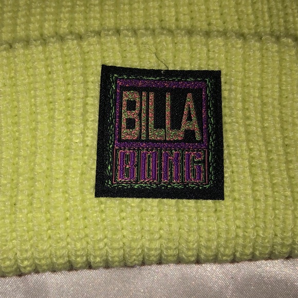 Billabong Walled Cuffed 100% Acrylic Ribbed Beanie Hat Light Green OS NWT - Picture 2 of 16